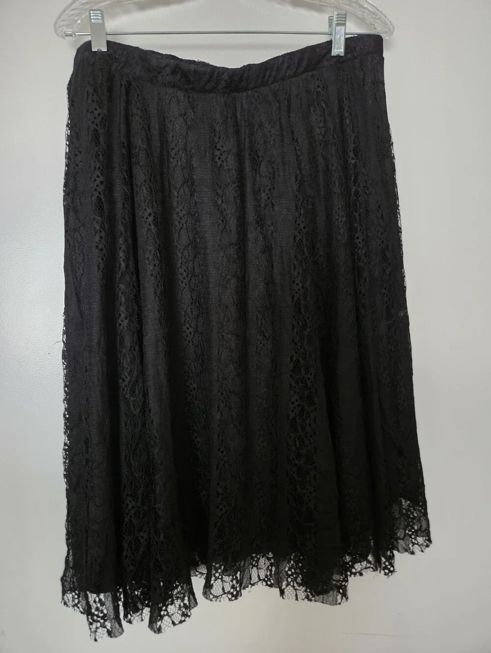 bobeau Black Lace A-Line Midi Skirt